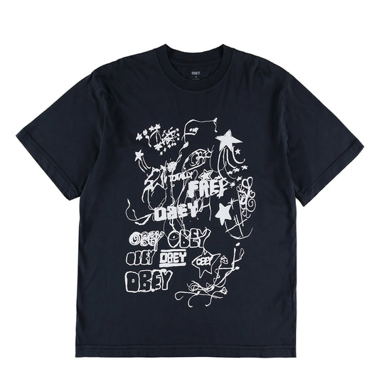 Obey Womens Firework Type Black - pam pam