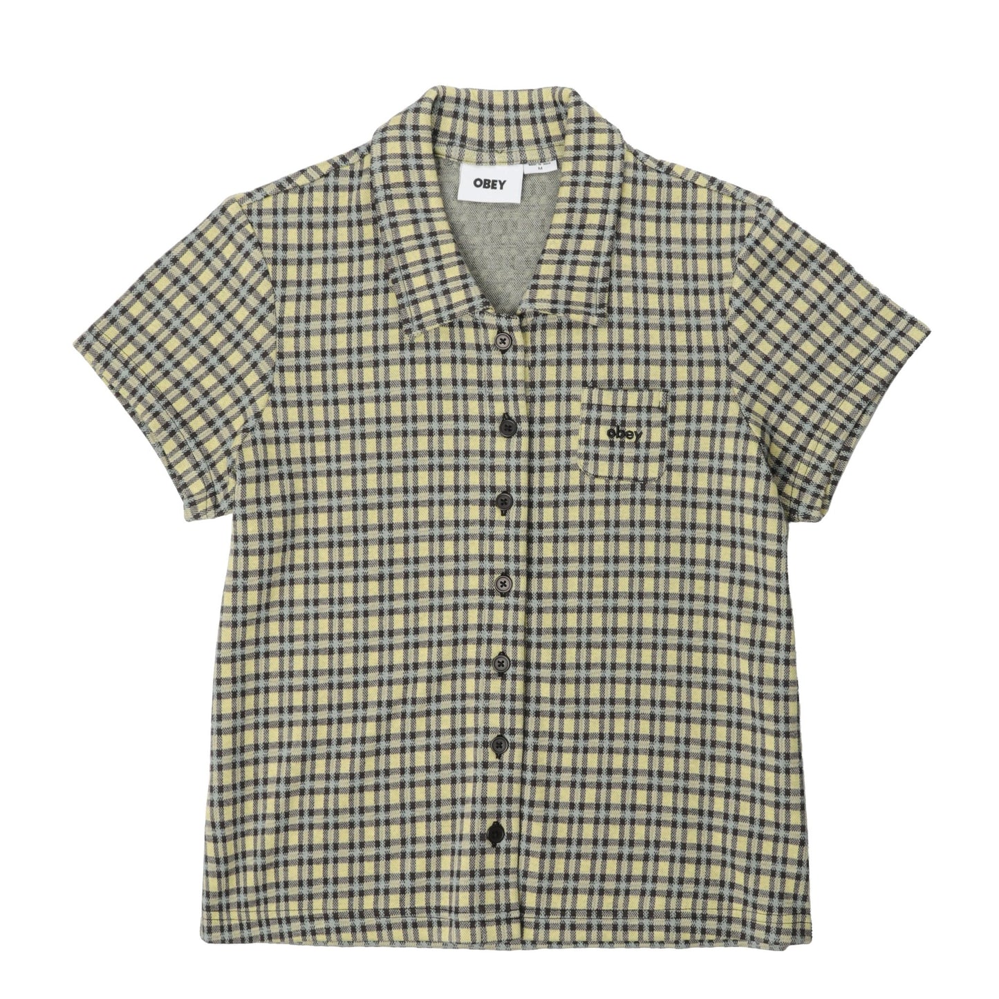 Obey Womens Lila Micro Check S/S Shirt Yellow Multi