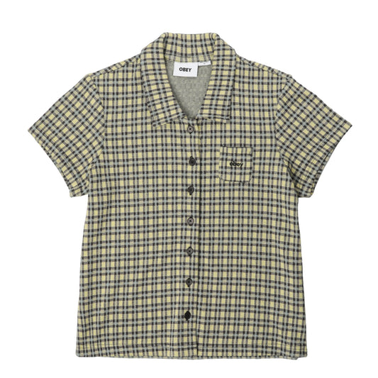 Obey Womens Lila Micro Check S/S Shirt Yellow Multi