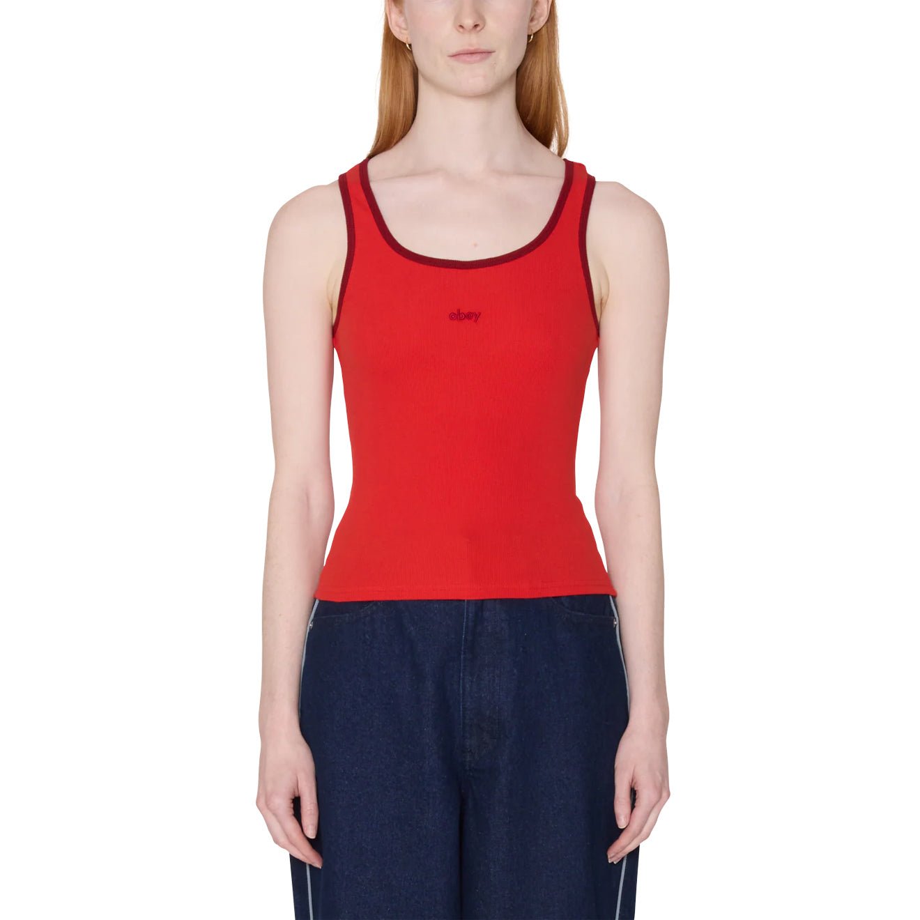 Obey Womens Loren Rib Tank Red