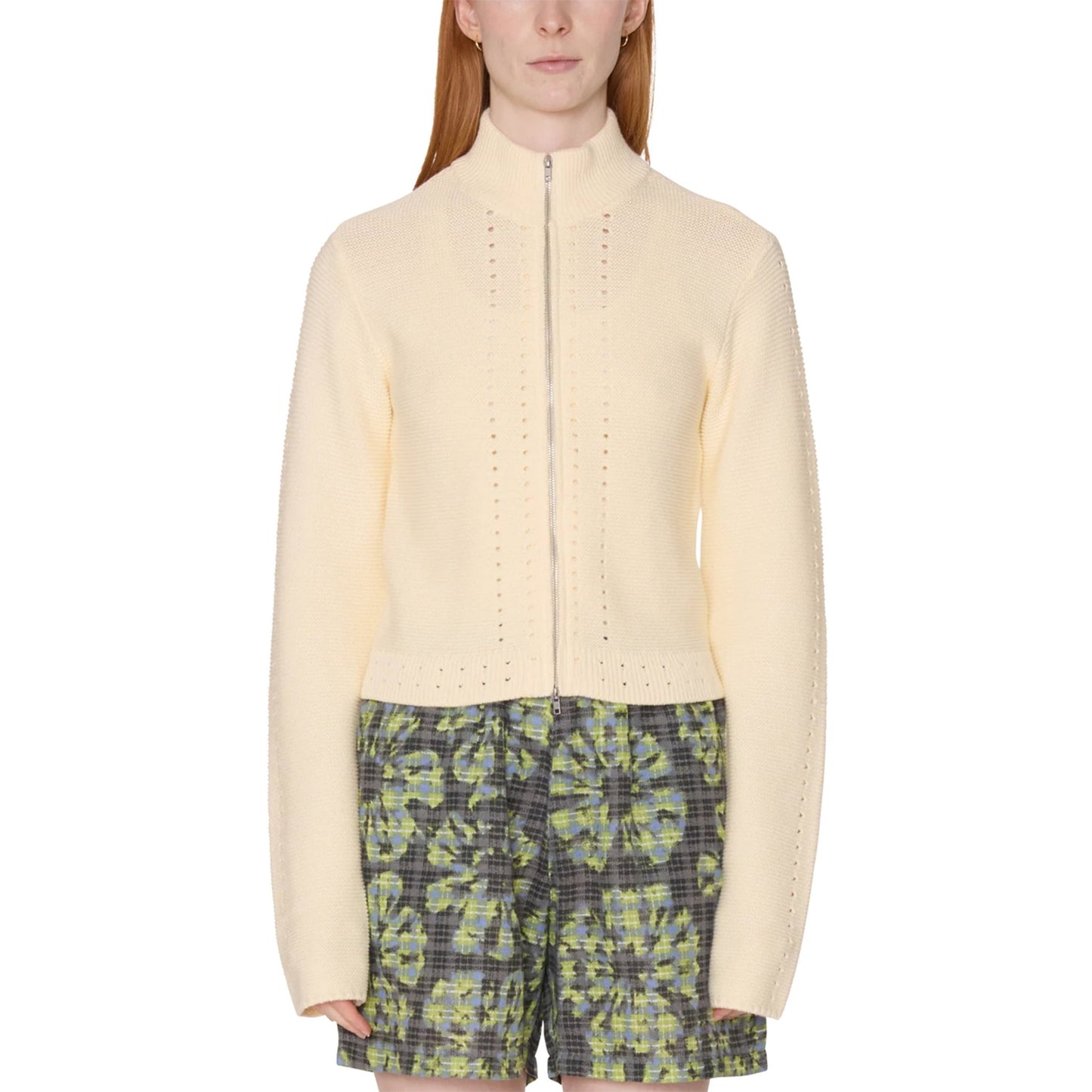 Obey Womens Meredith Mock Zip Sweater Bone