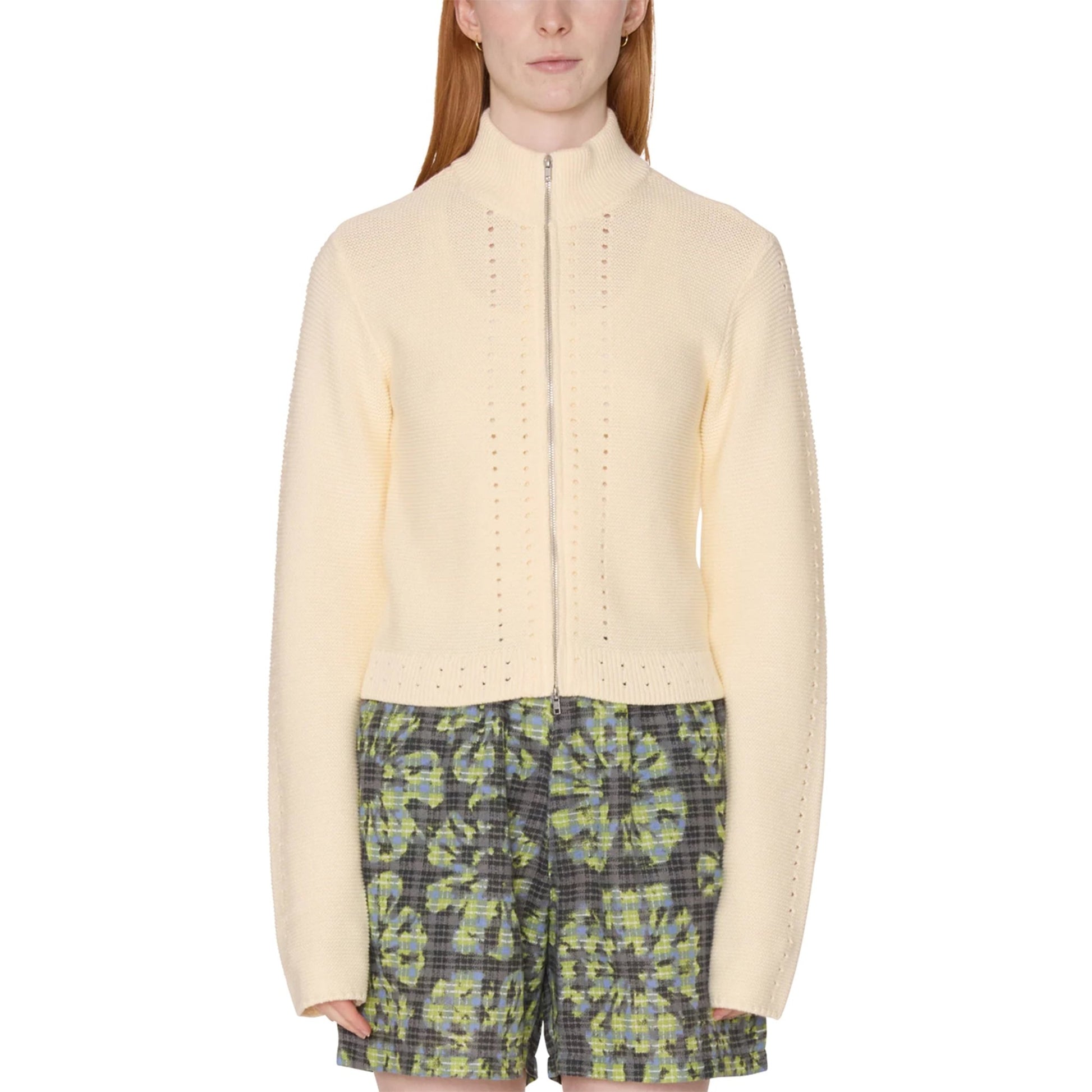 Obey Womens Meredith Mock Zip Sweater Bone