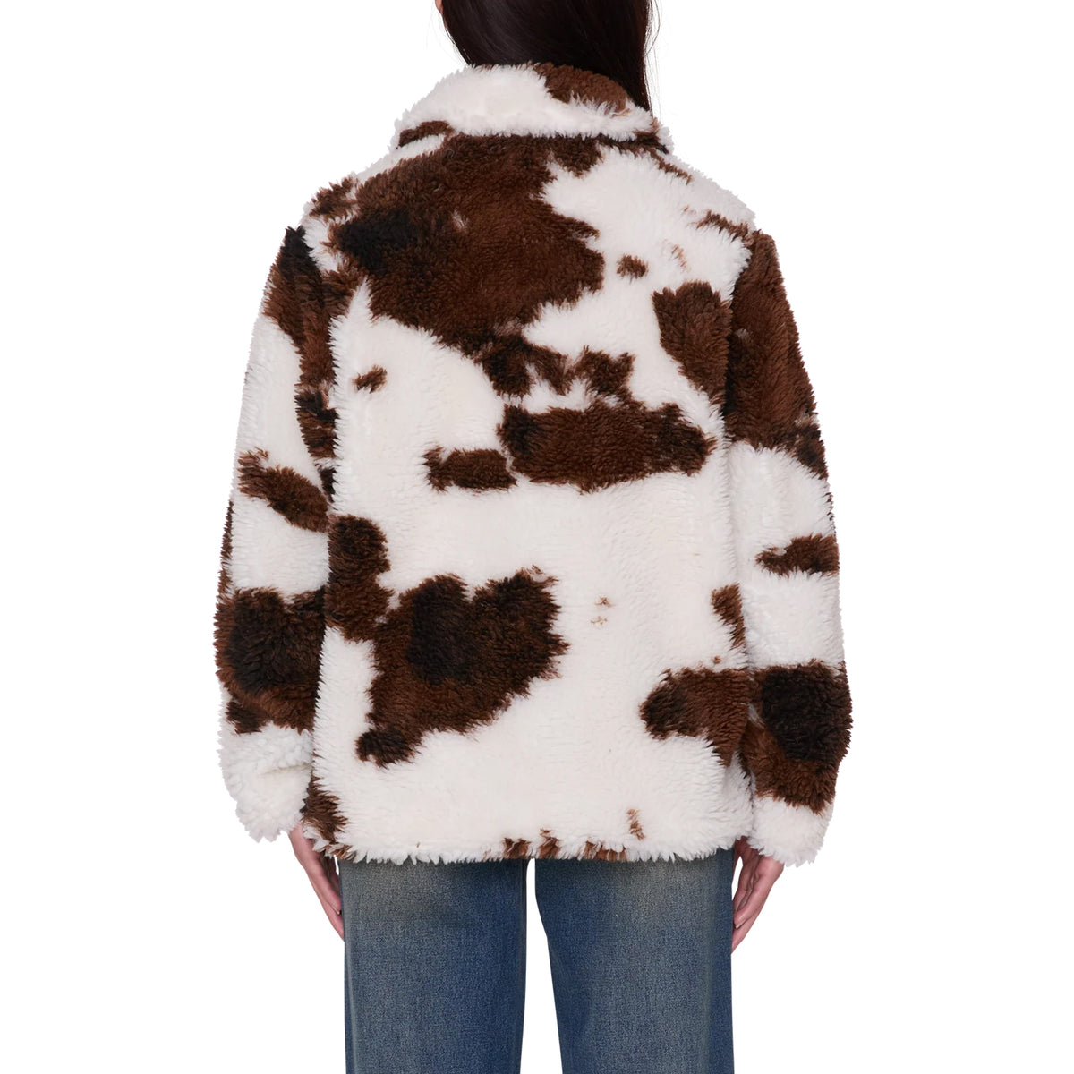 Obey Womens Nolie Sherpa Short Coat Cow Print