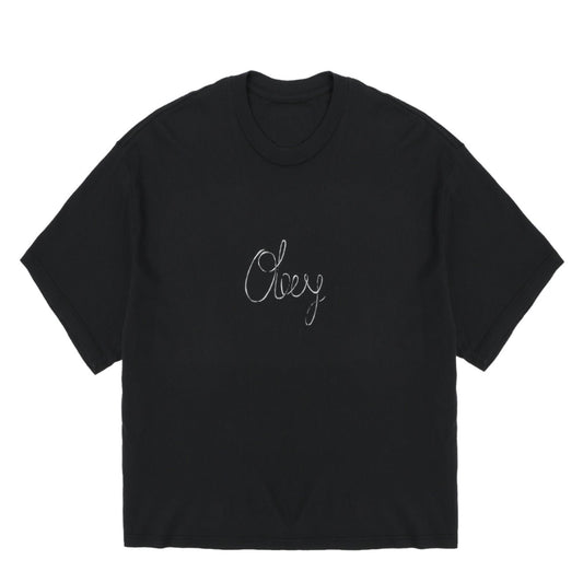 Obey Womens Obey Handwritten S/S T-Shirt Digital Black