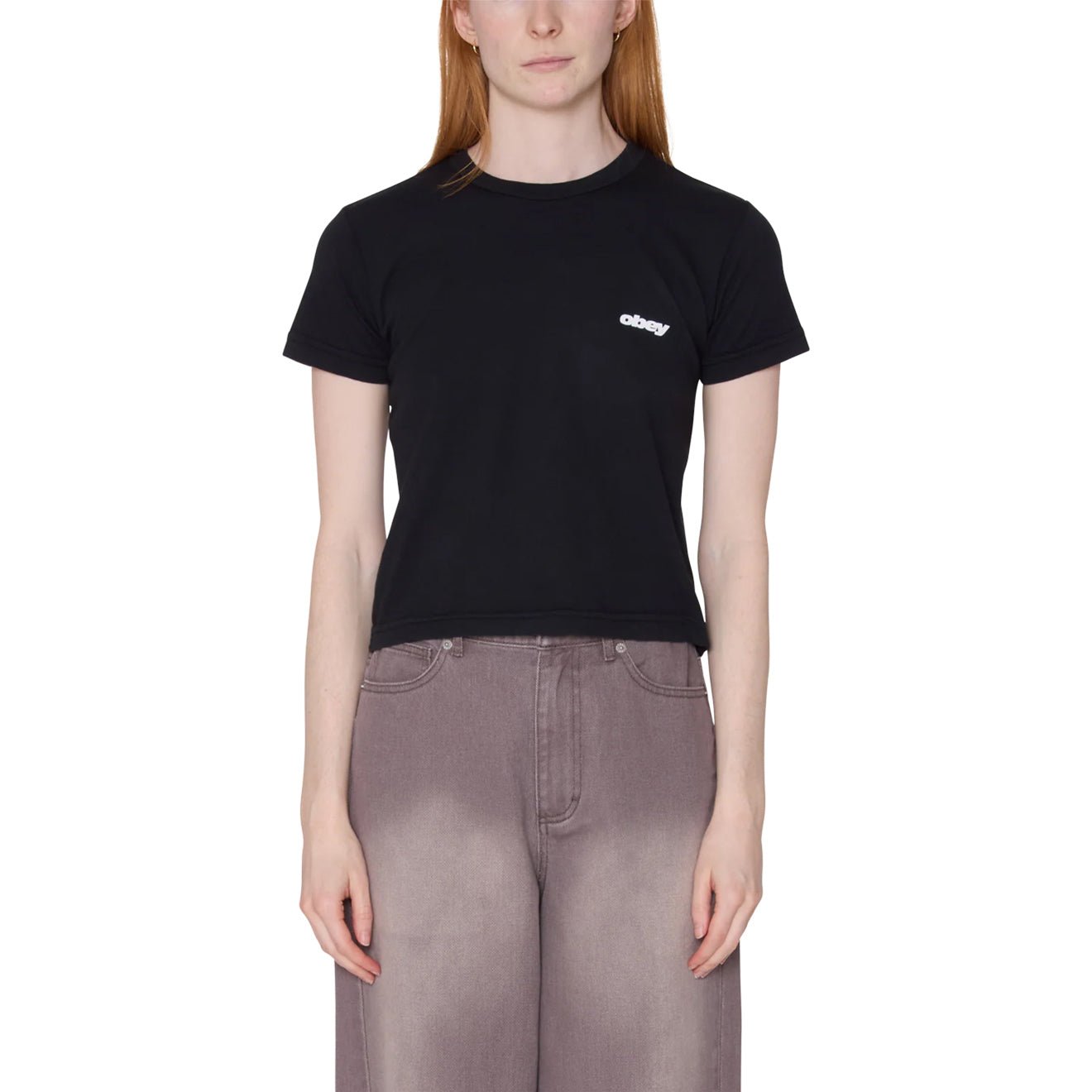 Obey Womens Obey Speed Kaia S/S T-Shirt Digital Black