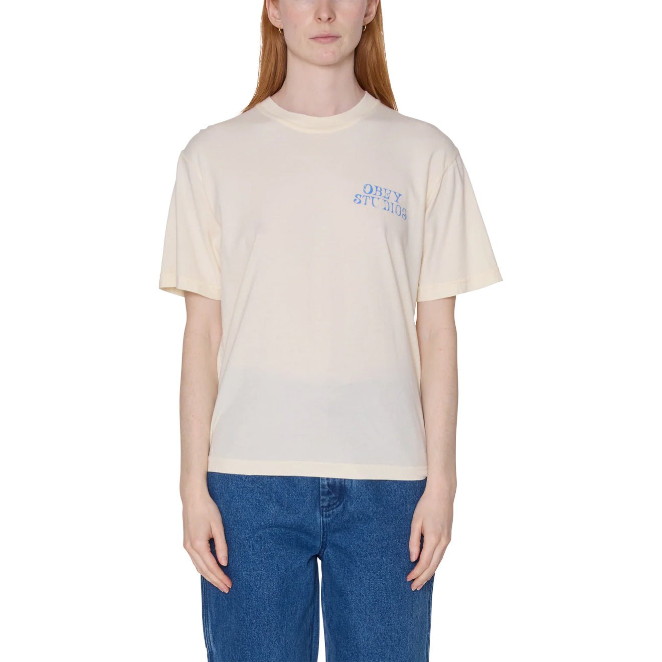 Obey Womens Obey Studio Stamp S/S T-Shirt Unbleached