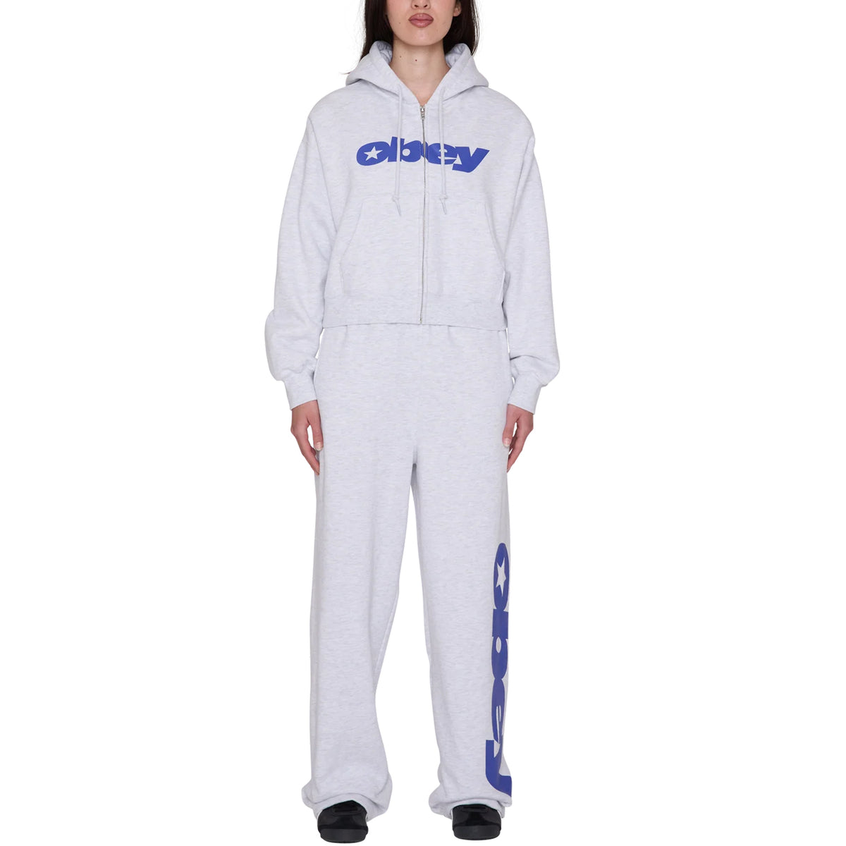 Obey Womens Speed Star Zip Up Ash Heather Grey