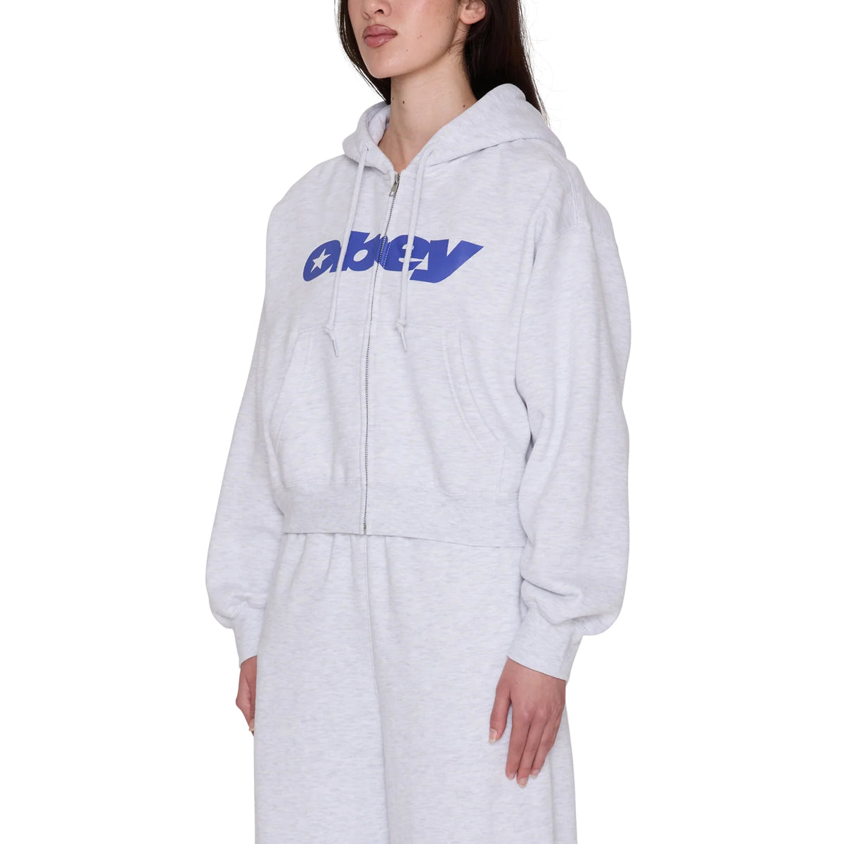 Obey Womens Speed Star Zip Up Ash Heather Grey