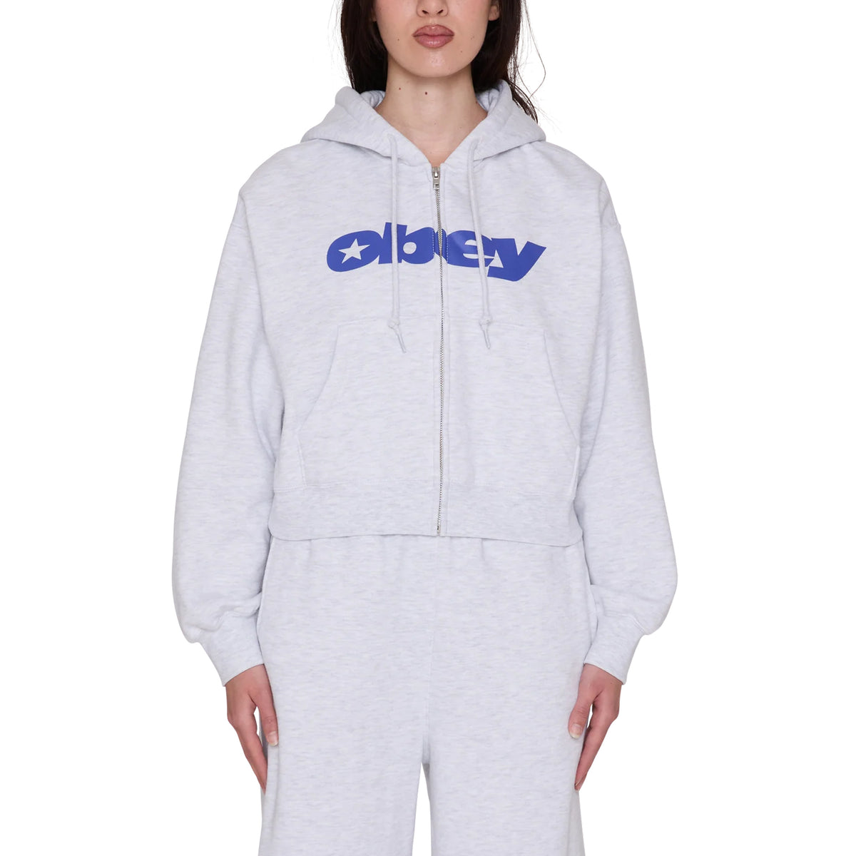 Obey Womens Speed Star Zip Up Ash Heather Grey
