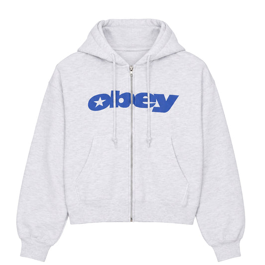 Obey Womens Speed Star Zip Up Ash Heather Grey