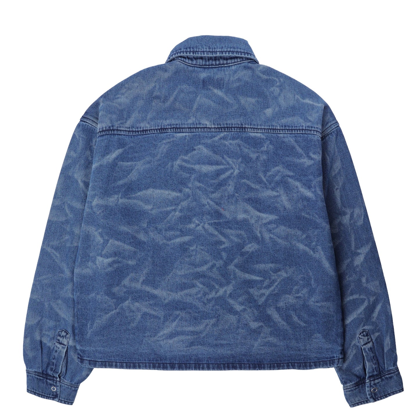 Obey Womens Trinity Wrinkle Denim Shirt Medium Stonewash Indigo Wrinkle