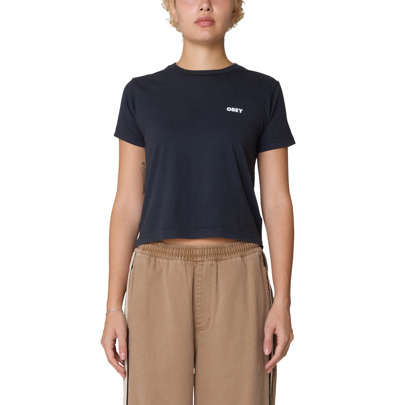 Obey Womens Visual Studios Tee Black - pam pam 