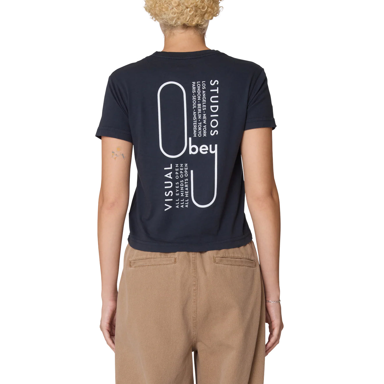 Obey Womens Visual Studios Tee Black - pam pam 