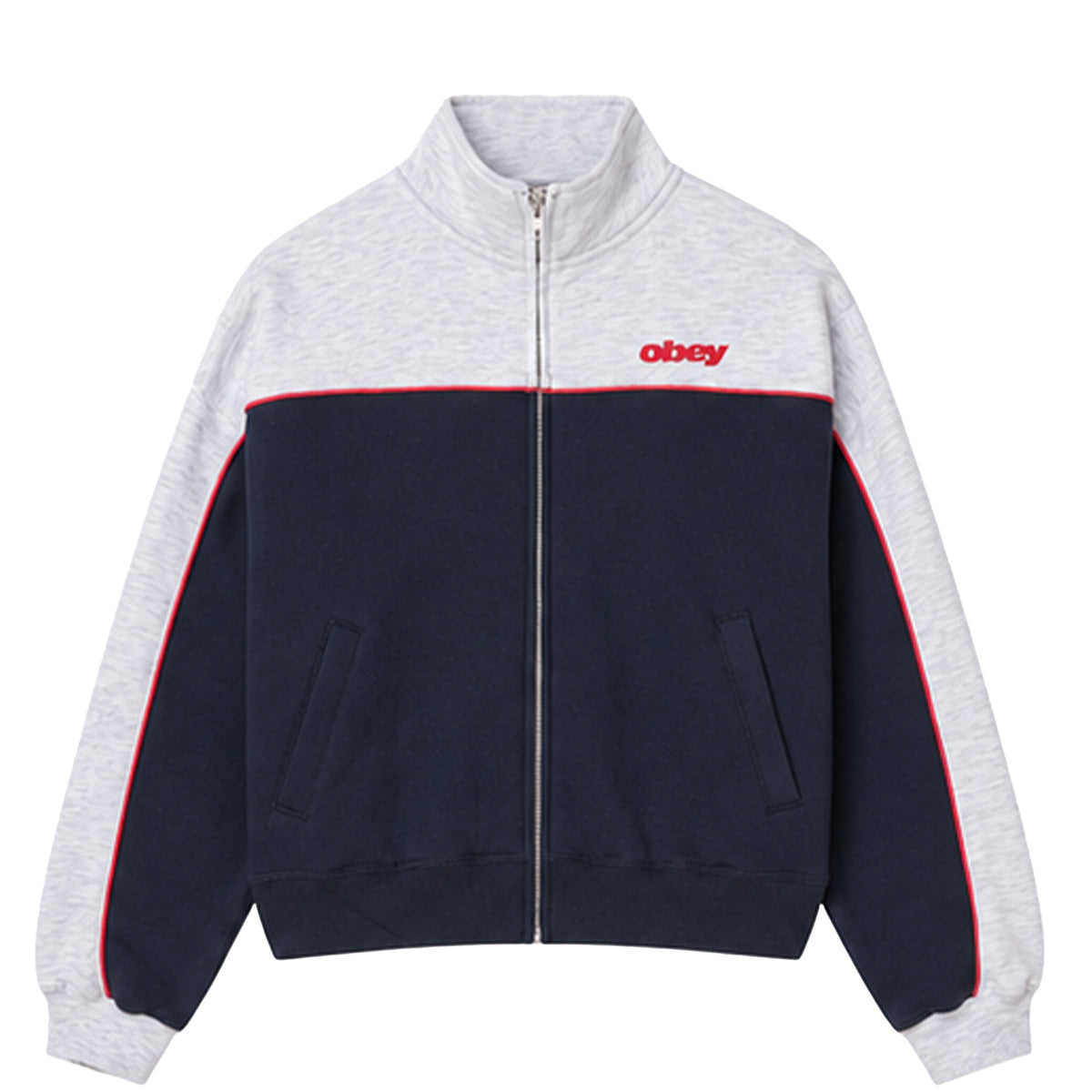 Obey Womens Zeno Mock Neck Zip Up Dark Navy Multi