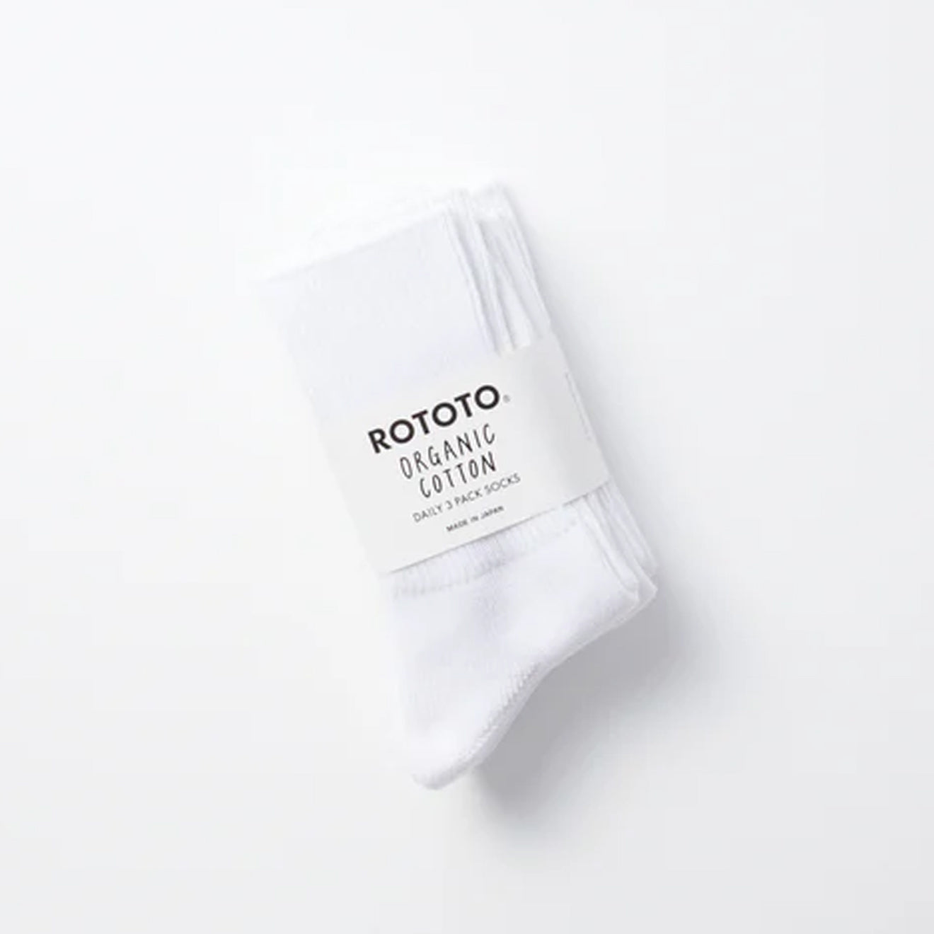 ROTOTO Organic Daily 3 Pack Ribbed Crew Socks White - pam pam 