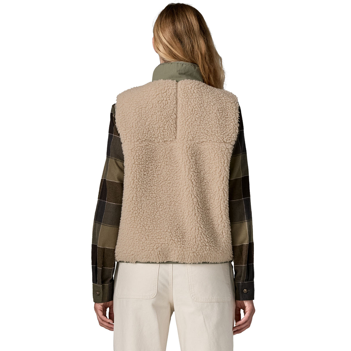 Patagonia Womens Classic Retro-X Fleece Vest Dark Natural w/River Rock Green