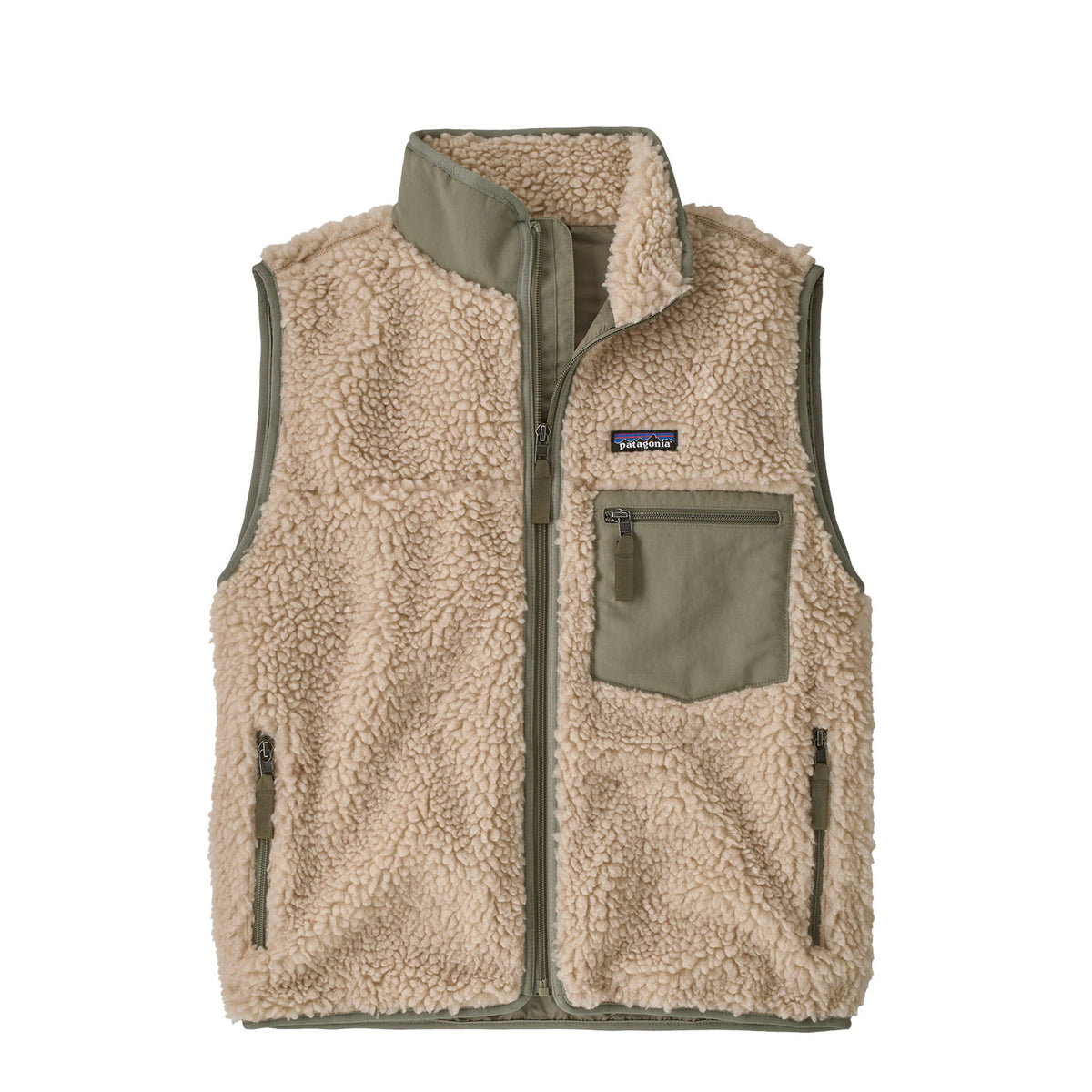 Patagonia Womens Classic Retro-X Fleece Vest Dark Natural w/River Rock Green