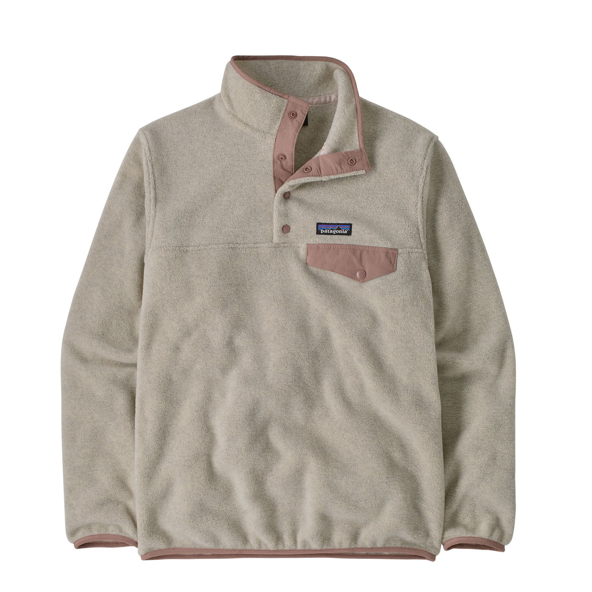 Patagonia Womens Lightweight Synchilla Snap-T Fleece Pullover Oatmeal Heather w/Moonrise Taupe