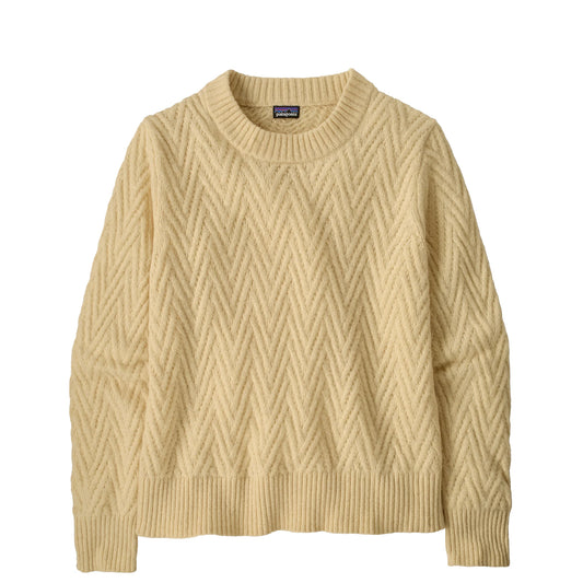 Patagonia Womens Recycled Wool-Blend Crewneck Sweater Chevron Cable Dark Natural