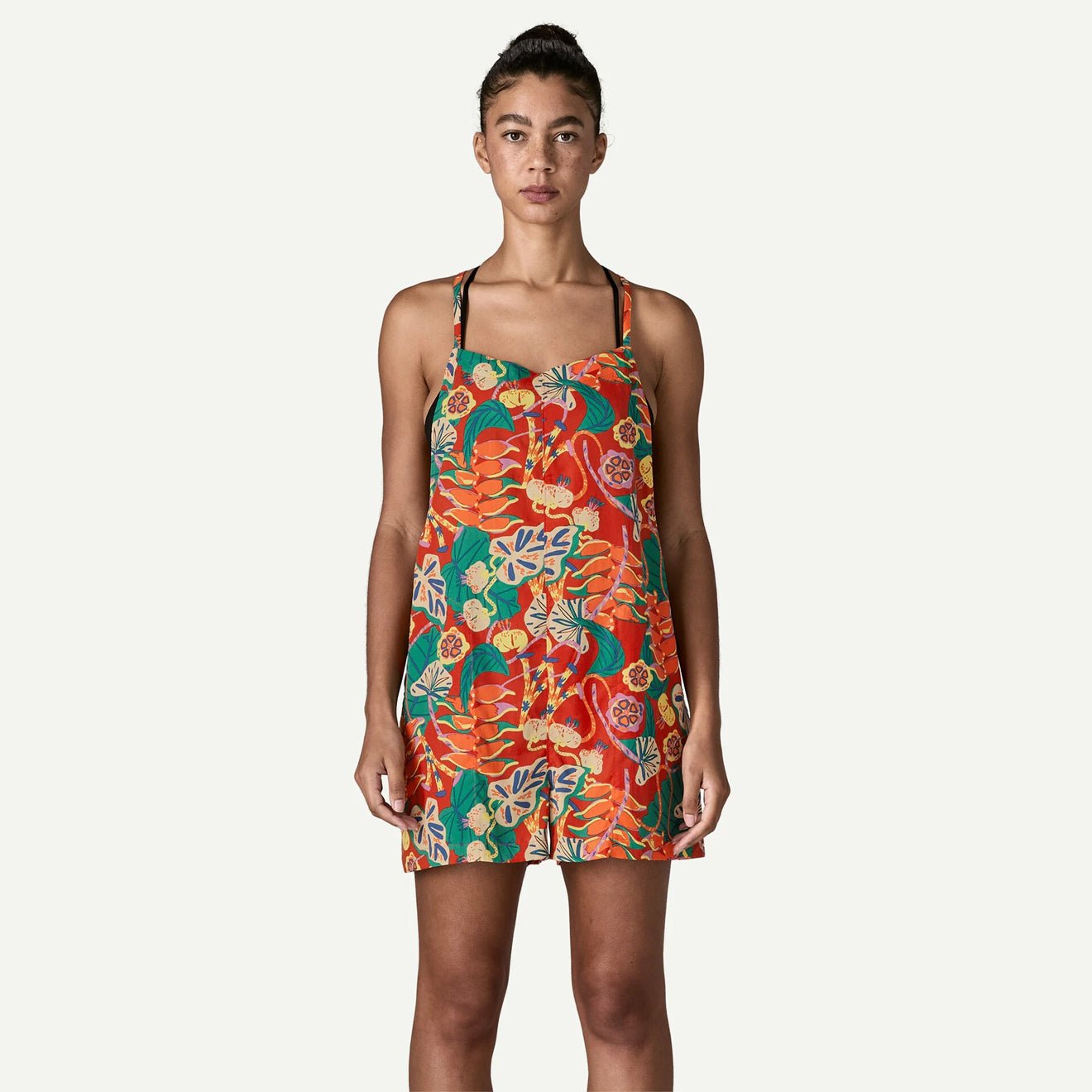 Patagonia Womens Tidal Threads Romper Tropiclimb Hot Ember