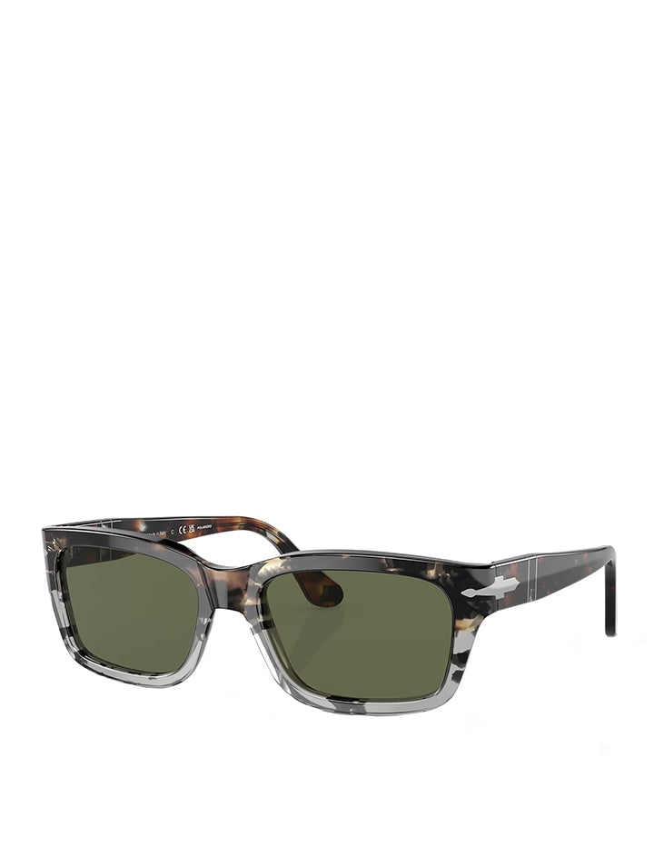 Persol PO3301S Sunglasses Brown Cut Grey Tortoise / Green Polarized Lens - pam pam