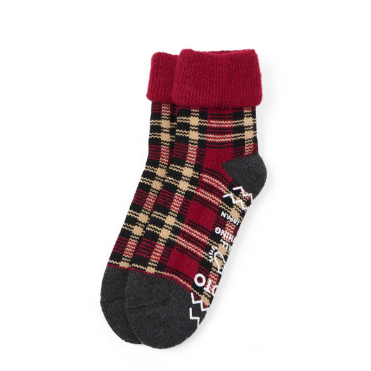 ROTOTO Comfy Room Socks Check Dark Red / Black - pam pam