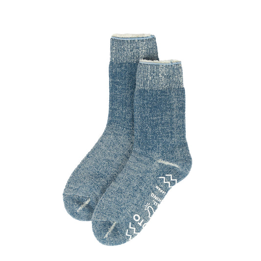 ROTOTO Double Face Room Socks Shaggy Pile Dark Blue - pam pam