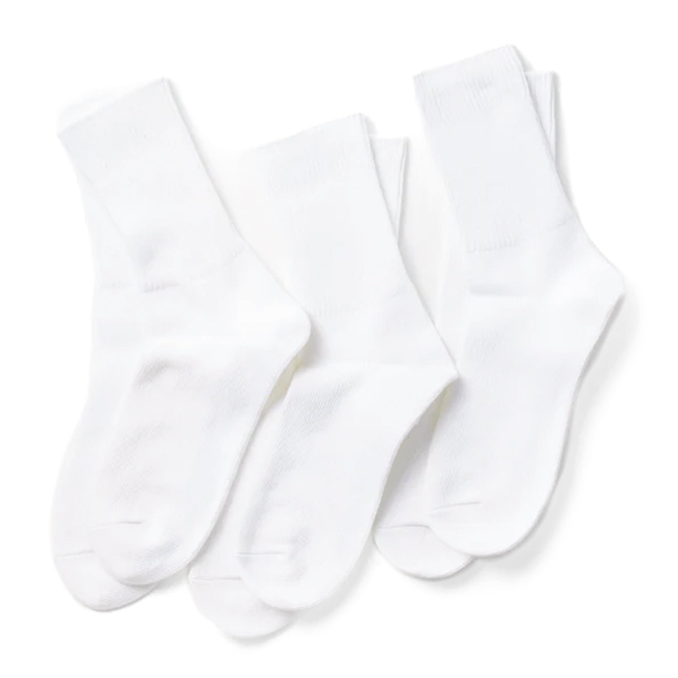 ROTOTO Organic Daily 3 Pack Ribbed Crew Socks White - pam pam 