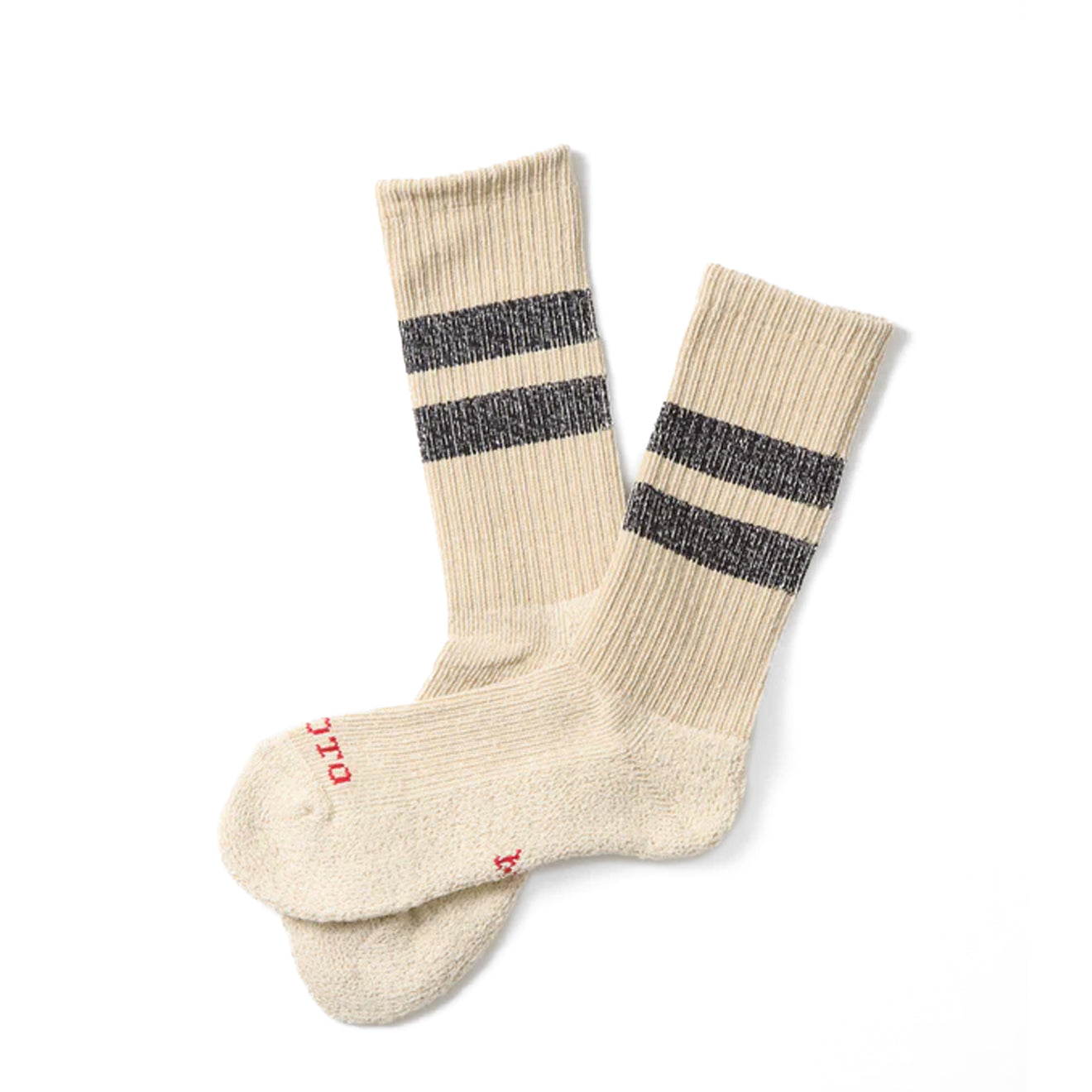 ROTOTO Pile Stripe Marl Socks Beige / Black - pam pam 