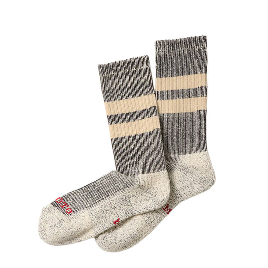 ROTOTO Pile Stripe Marl Socks Black / Beige - pam pam