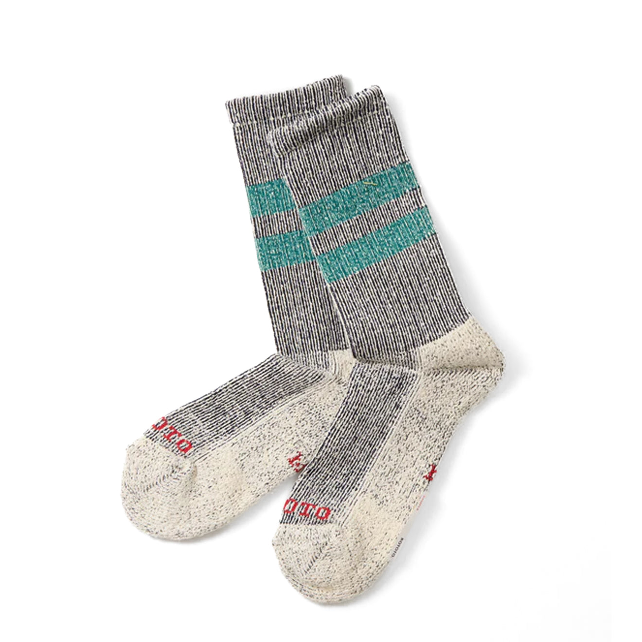 ROTOTO Pile Stripe Marl Socks Navy / Sea Green - pam pam 