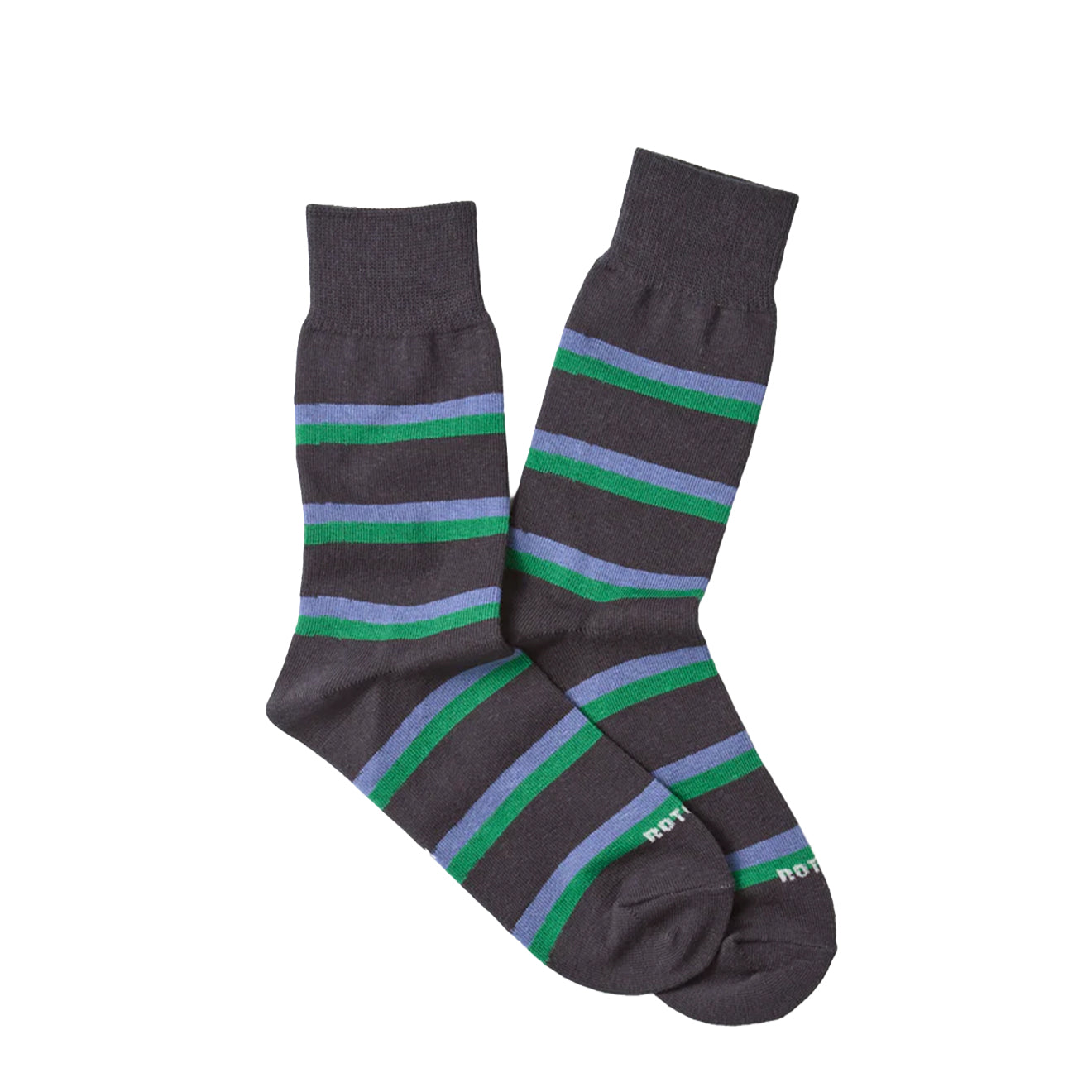 ROTOTO Rugby Stripe Socks Charcoal - pam pam 