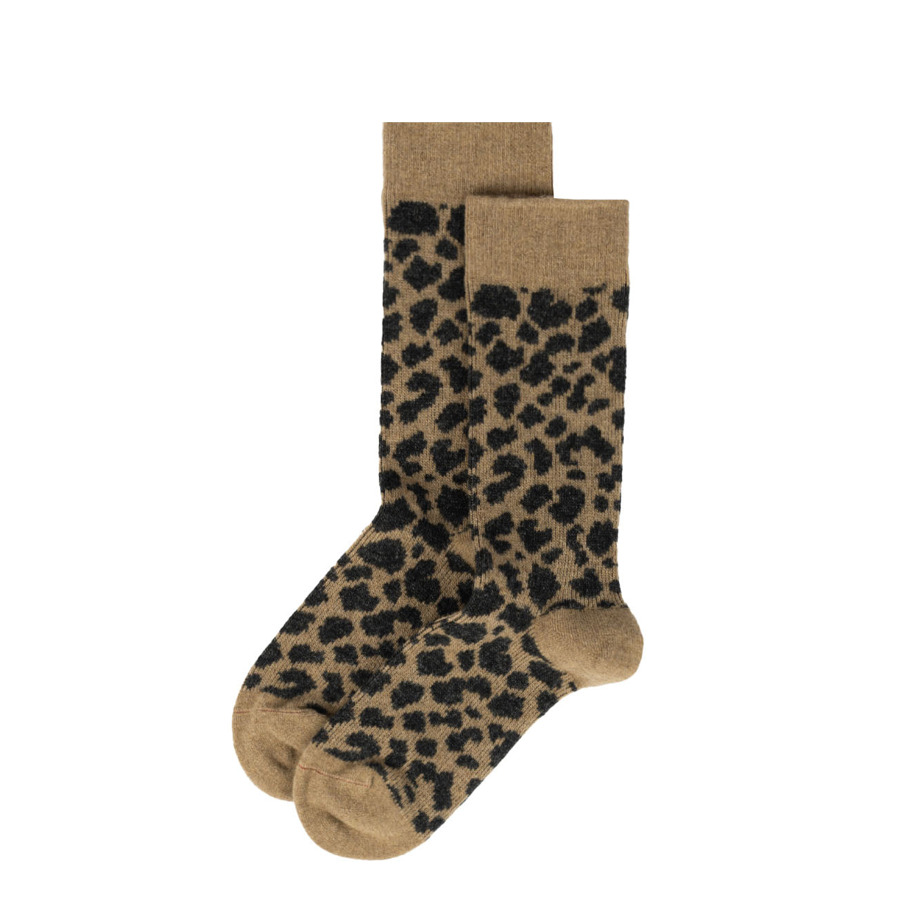 ROTOTO Womens Leopard Pattern Merino Socks Beige / Charcoal - pam pam 