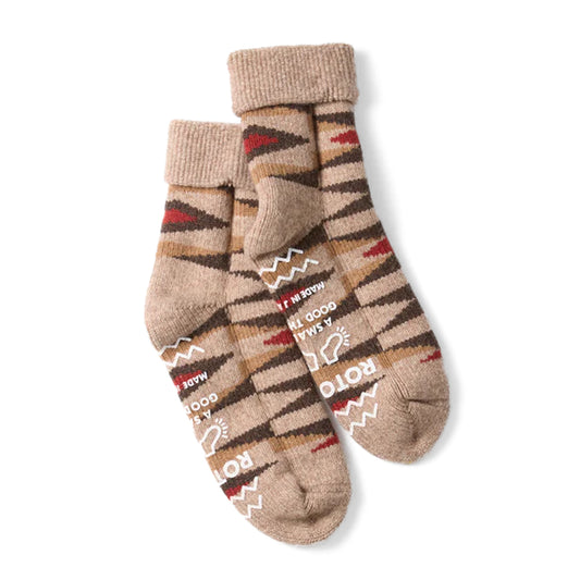 ROTOTO Womens Merino Lambs Wool Room Socks Native Light Brown - pam pam