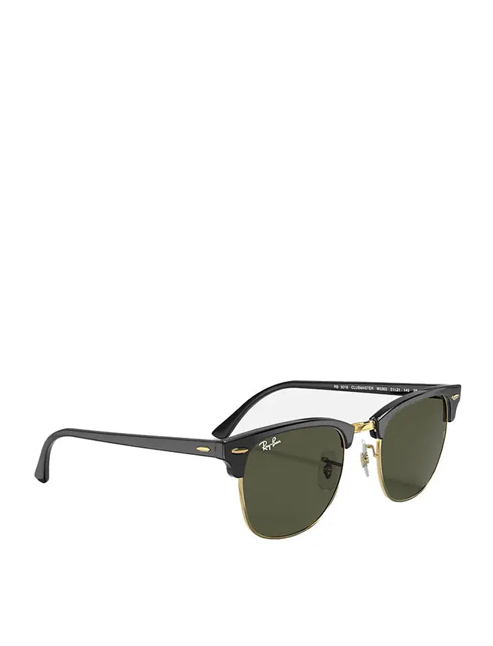 Ray-Ban RB3016 150 55 Clubmaster Classic Sunglasses Black on Arista / Green G-15 Ray-Ban