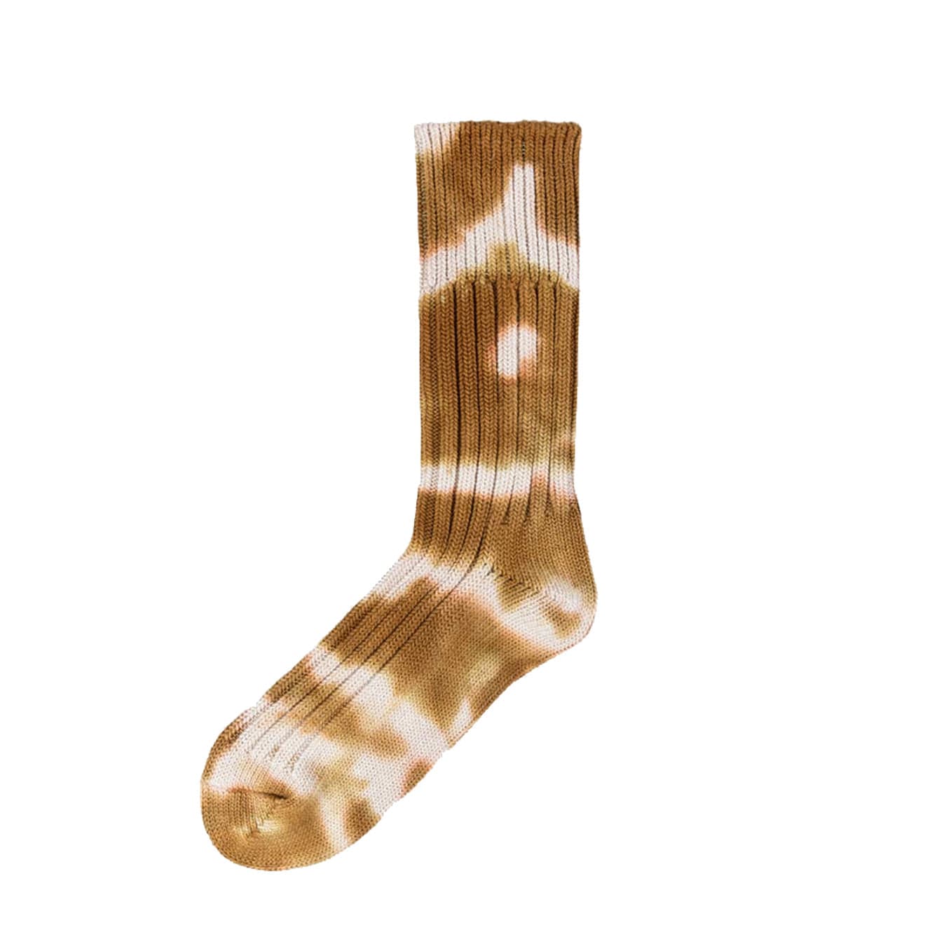 RoToTo Chunky Ribbed Tie Dye Crew Socks Light Brown / Beige