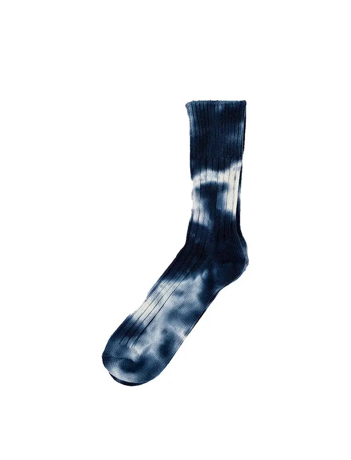 RoToTo Chunky Ribbed Tie Dye Crew Socks Navy / White RoToTo
