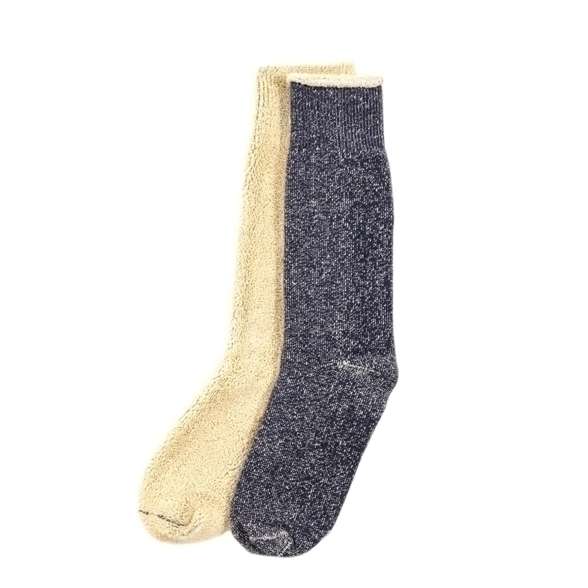 RoToTo Reversible Pile Socks Navy / Cream