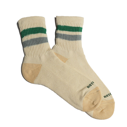 ROTOTO Retro Athletic Ankle Socks Green / Light Blue