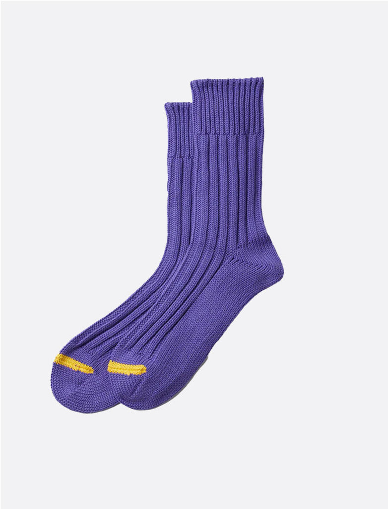Rototo Chunky Ribbed Crew Socks Purple / Yellow RoToTo