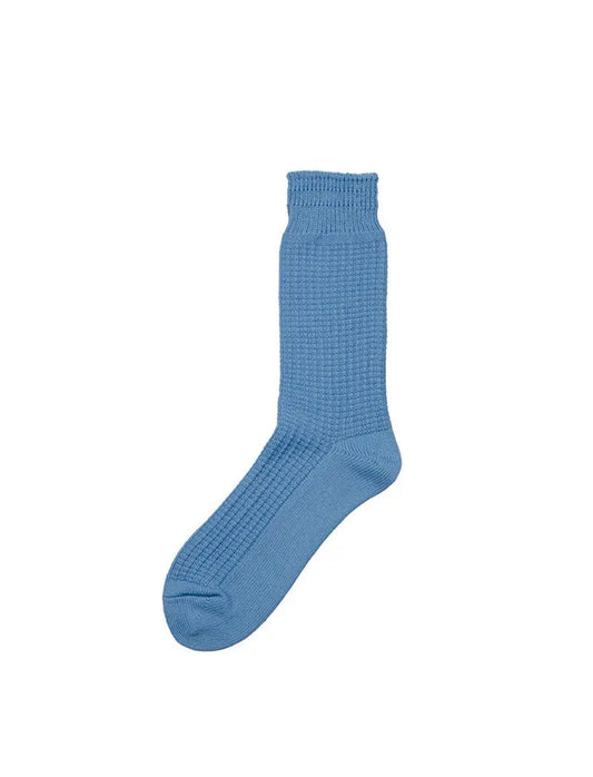 Rototo Cotton Waffle Crew Socks Light Blue RoToTo