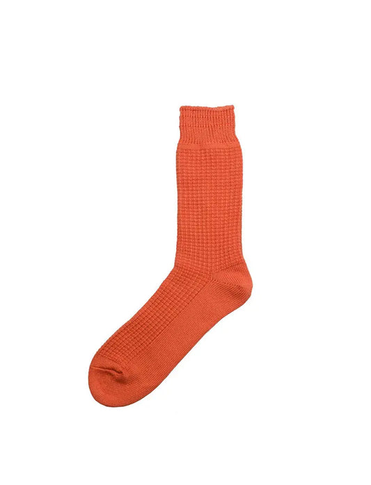 Rototo Cotton Waffle Crew Socks Light Orange RoToTo