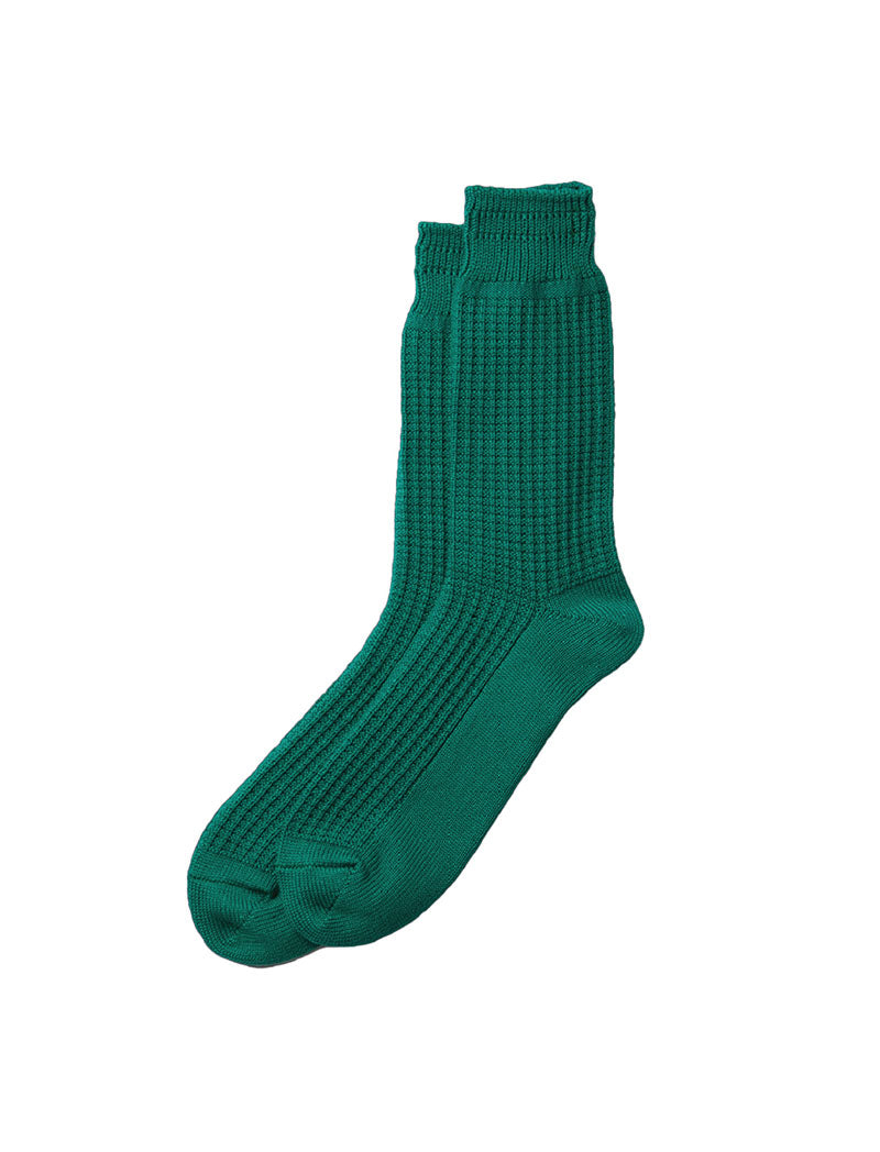 Rototo Cotton Waffle Crew Socks Sea Green RoToTo