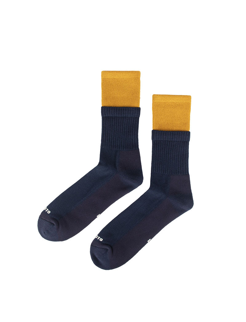 Rototo Organic Cotton Double Dark Yellow / Navy RoToTo