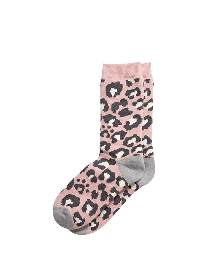 Rototo Pile Leopard Crew Socks Pale Pink RoToTo