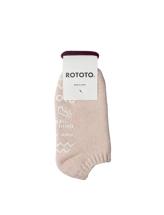 Rototo Recycled Cotton Pile Slipper Socks Ivory / Pink RoToTo