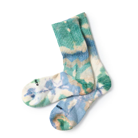 Rototo Allrounder Merino Crew Tie Dye Socks Green / Blue