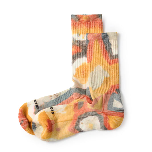 Rototo Allrounder Merino Crew Tie Dye Socks Yellow / Red