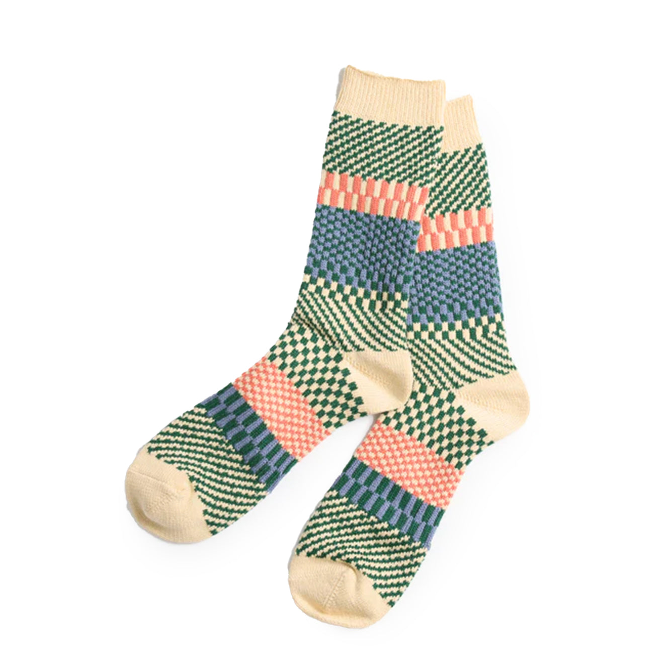 Rototo Check & Step Socks Green