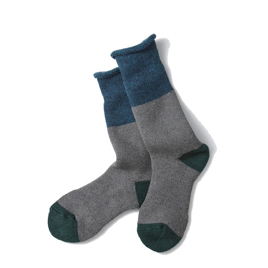 Rototo Chunky Pile Boot Socks Dark Blue / Gray